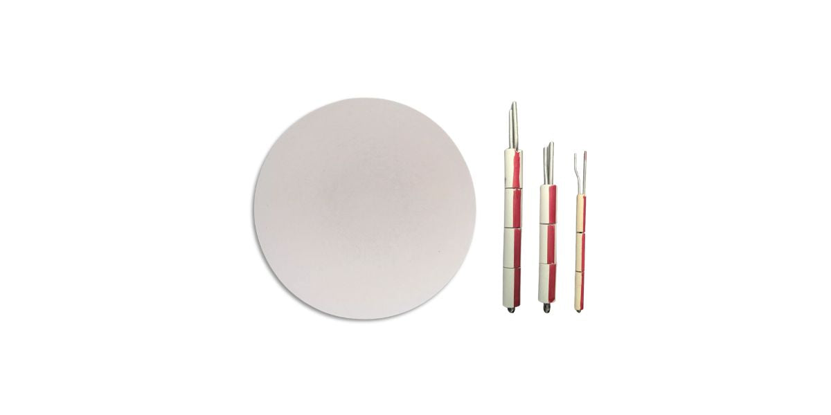 Jen-Ken Kilns round kiln shelf and 3 thermocouple probes